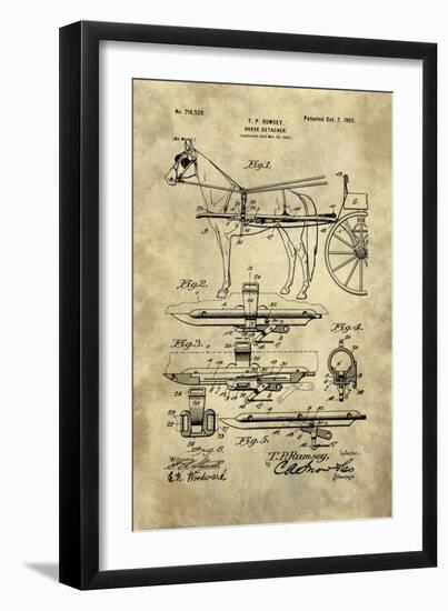 Horse Detacher Blueprint - Industrial Farmhouse-Tina Lavoie-Framed Giclee Print