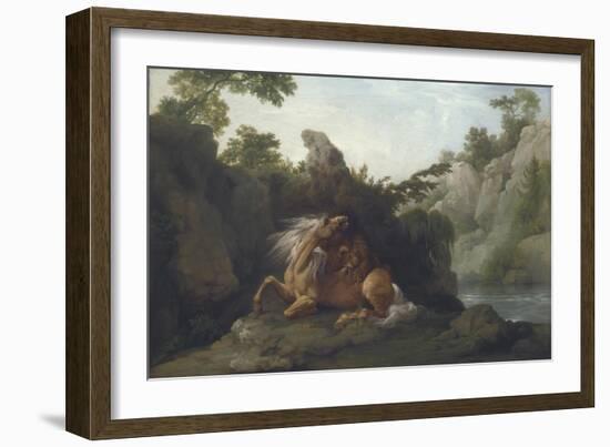 Horse Devoured by a Lion-George Stubbs-Framed Giclee Print