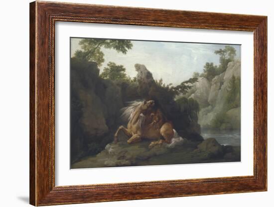 Horse Devoured by a Lion-George Stubbs-Framed Giclee Print