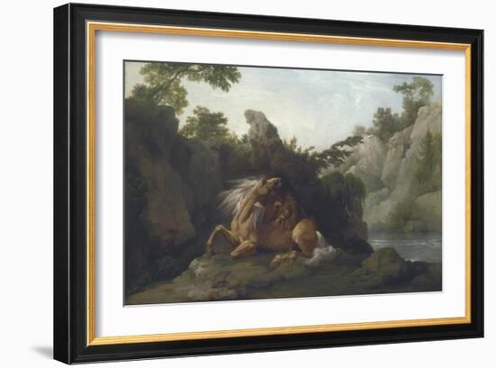 Horse Devoured by a Lion-George Stubbs-Framed Giclee Print