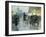 Horse Drawn Cabs at Evening, New York, C.1890-Childe Hassam-Framed Giclee Print