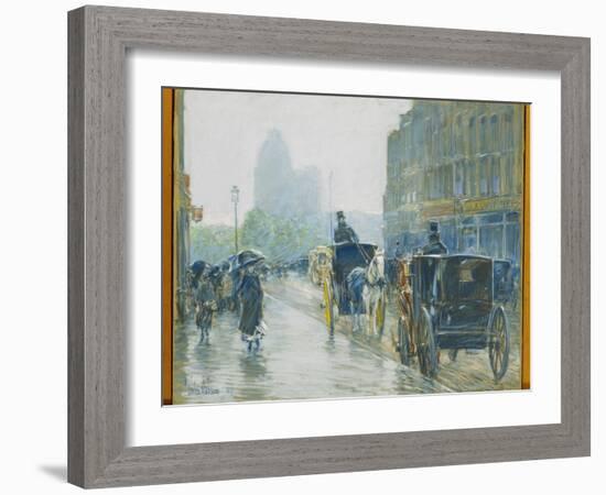 Horse Drawn Cabs, New York, 1891-Childe Hassam-Framed Giclee Print