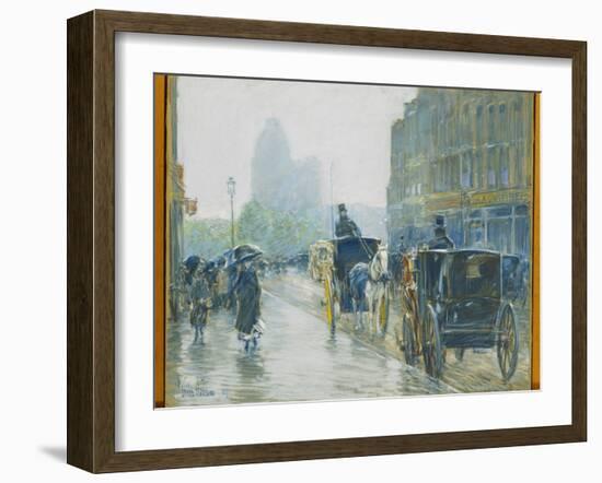 Horse Drawn Cabs, New York, 1891-Childe Hassam-Framed Giclee Print