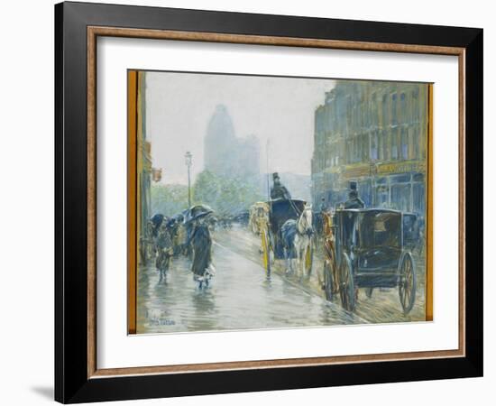 Horse Drawn Cabs, New York, 1891-Childe Hassam-Framed Giclee Print