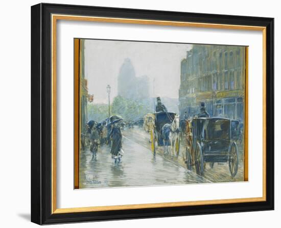 Horse Drawn Cabs, New York, 1891-Childe Hassam-Framed Giclee Print