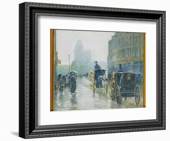 Horse Drawn Cabs, New York, 1891-Childe Hassam-Framed Giclee Print