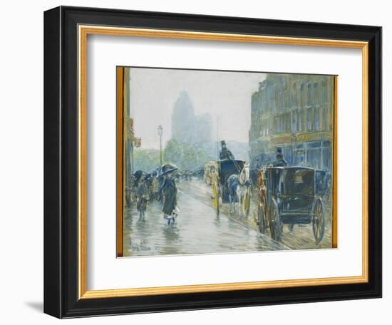 Horse Drawn Cabs, New York, 1891-Childe Hassam-Framed Giclee Print