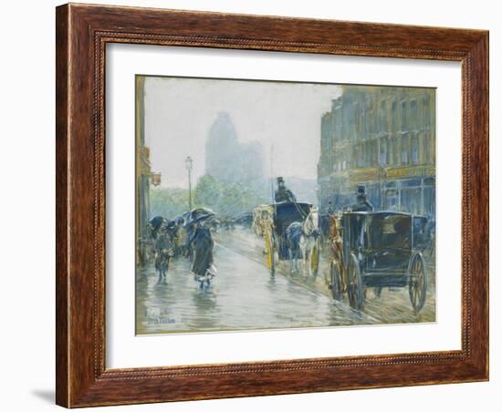 Horse Drawn Cabs, New York, 1891-Childe Hassam-Framed Giclee Print