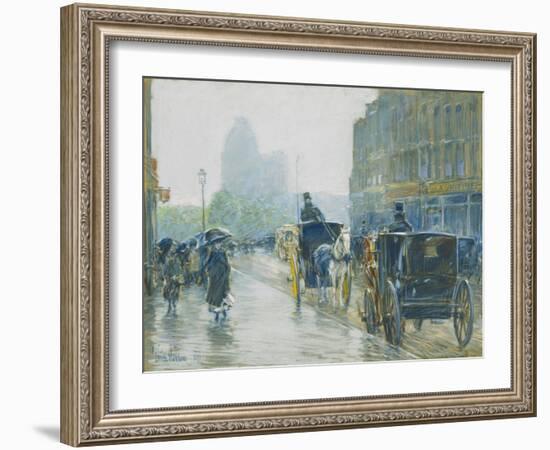 Horse Drawn Cabs, New York, 1891-Childe Hassam-Framed Giclee Print