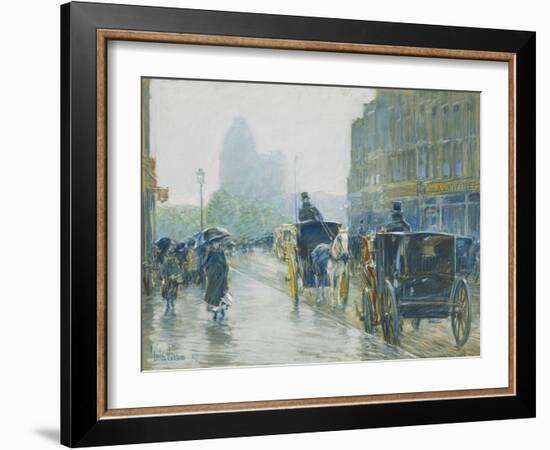 Horse Drawn Cabs, New York, 1891-Childe Hassam-Framed Giclee Print