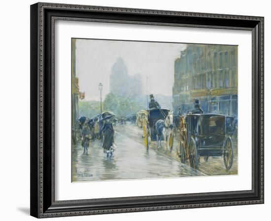 Horse Drawn Cabs, New York, 1891-Childe Hassam-Framed Giclee Print