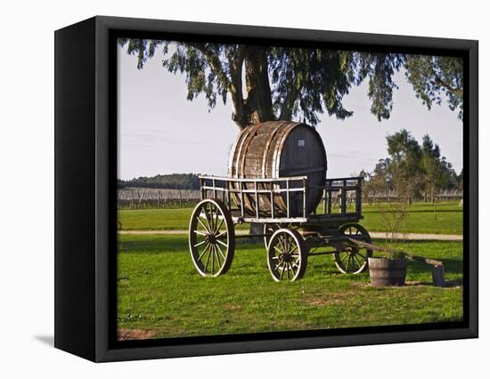 Horse Drawn Carriage Cart and Wooden Barrel, Bodega Juanico Familia Deicas Winery, Juanico-Per Karlsson-Framed Premier Image Canvas