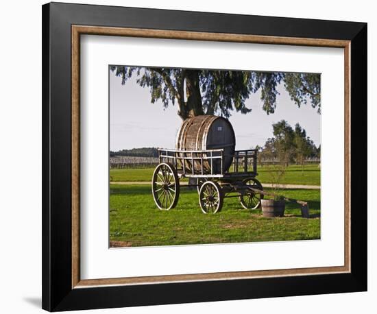 Horse Drawn Carriage Cart and Wooden Barrel, Bodega Juanico Familia Deicas Winery, Juanico-Per Karlsson-Framed Photographic Print