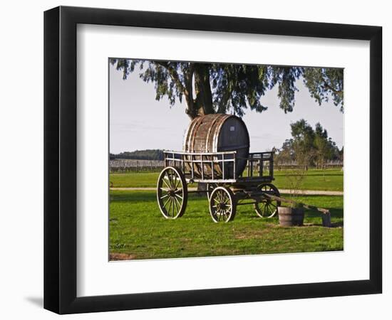 Horse Drawn Carriage Cart and Wooden Barrel, Bodega Juanico Familia Deicas Winery, Juanico-Per Karlsson-Framed Photographic Print