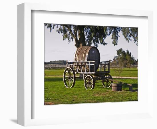 Horse Drawn Carriage Cart and Wooden Barrel, Bodega Juanico Familia Deicas Winery, Juanico-Per Karlsson-Framed Photographic Print