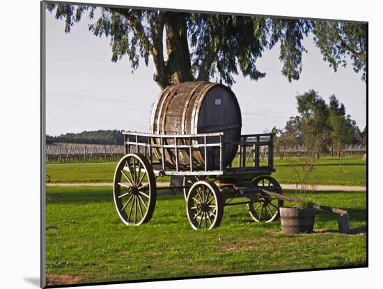 Horse Drawn Carriage Cart and Wooden Barrel, Bodega Juanico Familia Deicas Winery, Juanico-Per Karlsson-Mounted Photographic Print