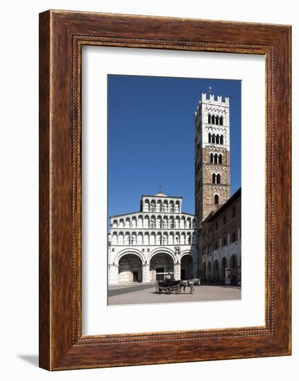 Horse Drawn Carriage Crossing the Piazza San Martino, Lucca, Tuscany, Italy, Europe-James Emmerson-Framed Photographic Print