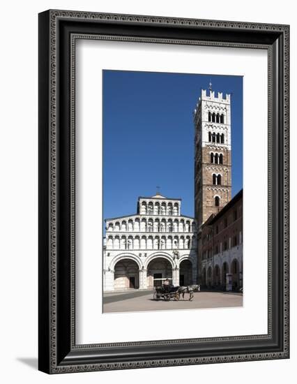 Horse Drawn Carriage Crossing the Piazza San Martino, Lucca, Tuscany, Italy, Europe-James Emmerson-Framed Photographic Print