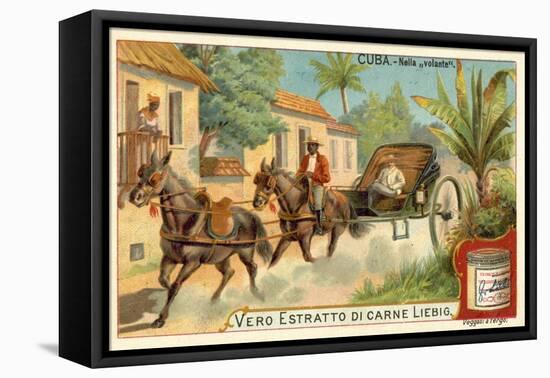 Horse-Drawn Carriage, Cuba-null-Framed Premier Image Canvas