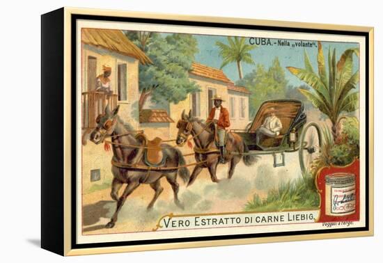Horse-Drawn Carriage, Cuba-null-Framed Premier Image Canvas