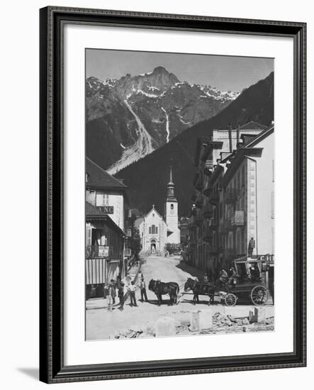 Horse-Drawn Carriage in Chamonix-null-Framed Photographic Print