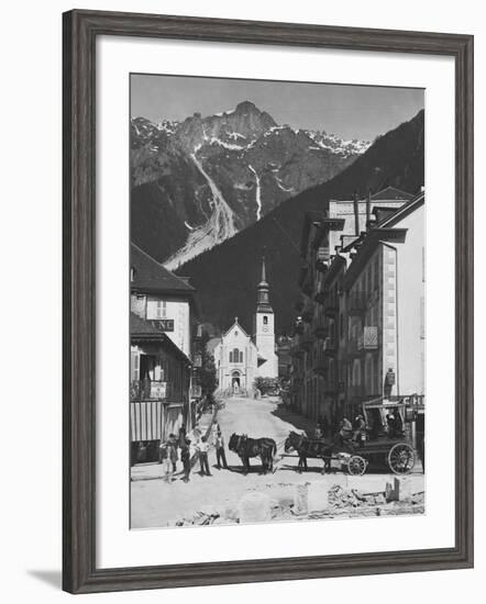 Horse-Drawn Carriage in Chamonix-null-Framed Photographic Print