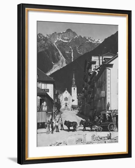 Horse-Drawn Carriage in Chamonix-null-Framed Photographic Print