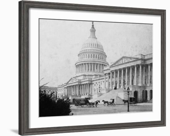 Horse-Drawn Carriages at U. S. Capitol-null-Framed Photographic Print