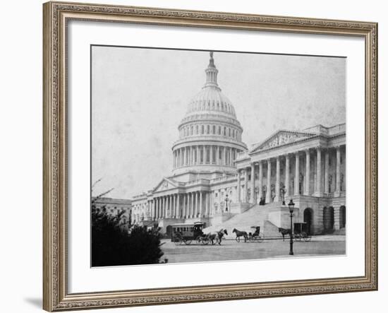 Horse-Drawn Carriages at U. S. Capitol-null-Framed Photographic Print