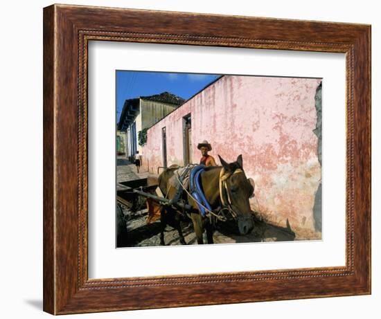 Horse-Drawn Cart in Street of the Colonial City, Trinidad, Sancti Spiritus Region, Cuba-Bruno Barbier-Framed Photographic Print
