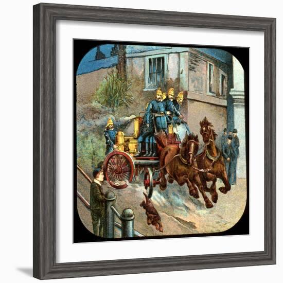 Horse-Drawn Fire Engine, C19th Century-null-Framed Giclee Print