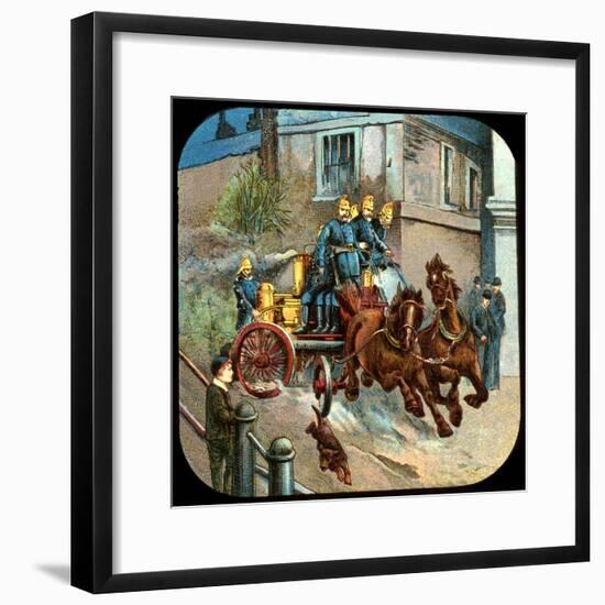 Horse-Drawn Fire Engine, C19th Century-null-Framed Giclee Print