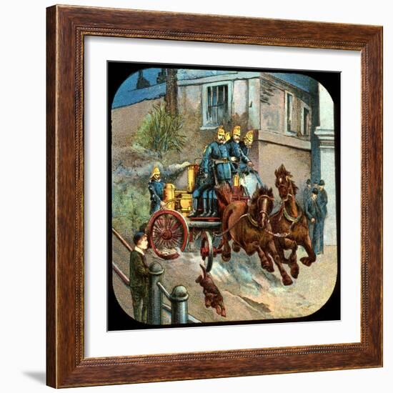 Horse-Drawn Fire Engine, C19th Century-null-Framed Giclee Print