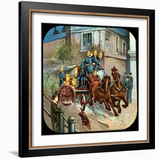 Horse-Drawn Fire Engine, C19th Century-null-Framed Giclee Print