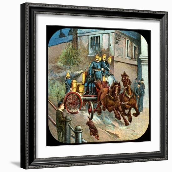 Horse-Drawn Fire Engine, C19th Century-null-Framed Giclee Print