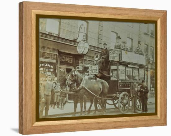 Horse-Drawn Omnibus and Passengers, London, 1900-null-Framed Premier Image Canvas