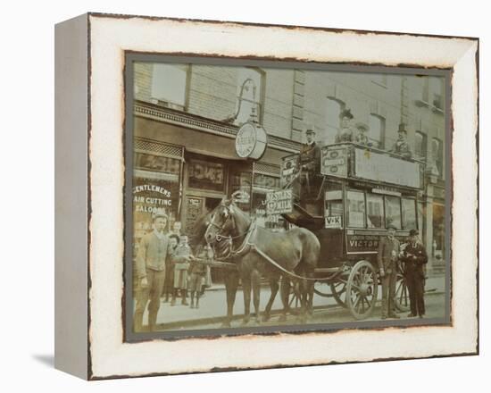 Horse-Drawn Omnibus and Passengers, London, 1900-null-Framed Premier Image Canvas
