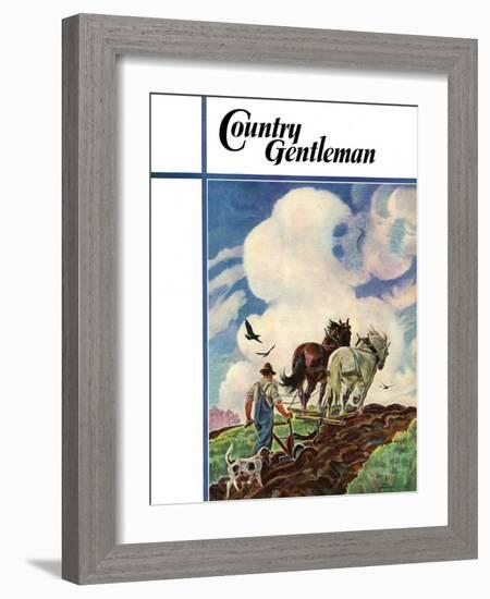 "Horse-Drawn Plow," Country Gentleman Cover, March 1, 1939-Paul Bransom-Framed Giclee Print