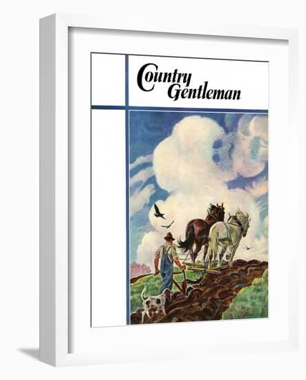 "Horse-Drawn Plow," Country Gentleman Cover, March 1, 1939-Paul Bransom-Framed Giclee Print