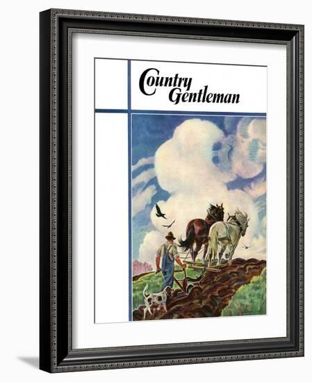 "Horse-Drawn Plow," Country Gentleman Cover, March 1, 1939-Paul Bransom-Framed Giclee Print