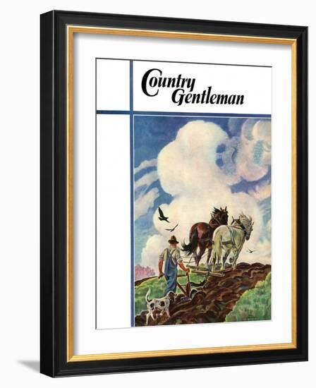 "Horse-Drawn Plow," Country Gentleman Cover, March 1, 1939-Paul Bransom-Framed Giclee Print