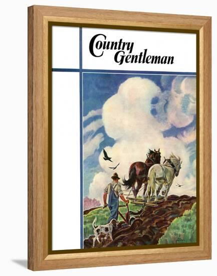 "Horse-Drawn Plow," Country Gentleman Cover, March 1, 1939-Paul Bransom-Framed Premier Image Canvas