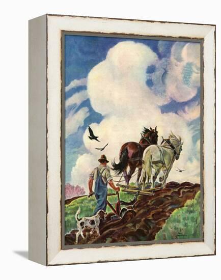 "Horse-Drawn Plow,"March 1, 1939-Paul Bransom-Framed Premier Image Canvas