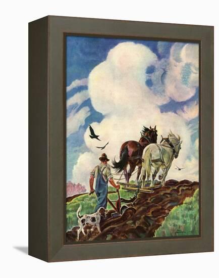 "Horse-Drawn Plow,"March 1, 1939-Paul Bransom-Framed Premier Image Canvas