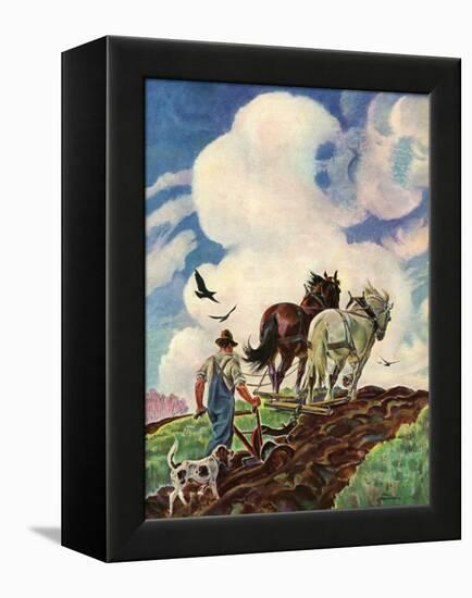 "Horse-Drawn Plow,"March 1, 1939-Paul Bransom-Framed Premier Image Canvas