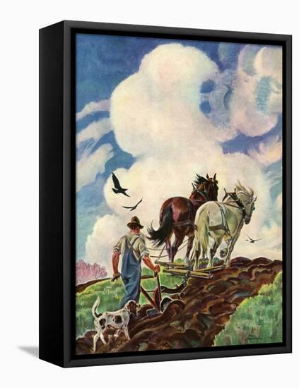 "Horse-Drawn Plow,"March 1, 1939-Paul Bransom-Framed Premier Image Canvas