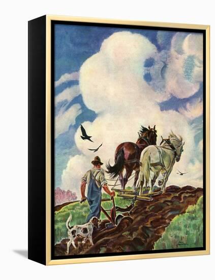 "Horse-Drawn Plow,"March 1, 1939-Paul Bransom-Framed Premier Image Canvas