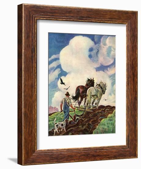 "Horse-Drawn Plow,"March 1, 1939-Paul Bransom-Framed Giclee Print