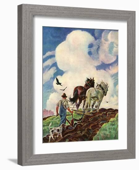 "Horse-Drawn Plow,"March 1, 1939-Paul Bransom-Framed Giclee Print