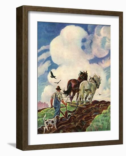 "Horse-Drawn Plow,"March 1, 1939-Paul Bransom-Framed Giclee Print